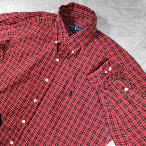 Ralph‎ Lauren Shirt Mens 16.5 32/33 Red Plaid Classic Fit Dress Button Down